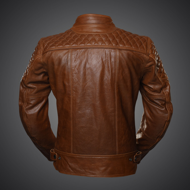 4SR lederen motorjas Scrambler Cognac