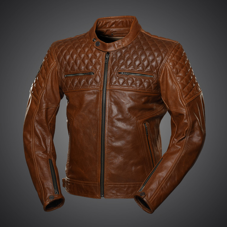 4SR lederen motorjas Scrambler Cognac