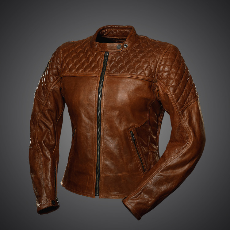 4SR dames leren motorjas Scrambler Lady Cognac