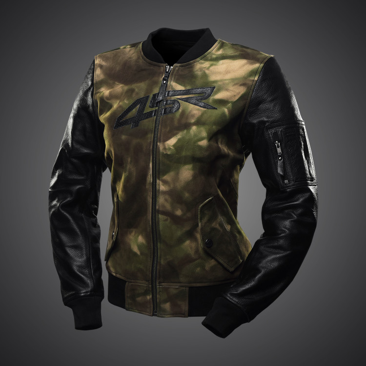 4SR dames leren motorjas Bomber Lady Camo