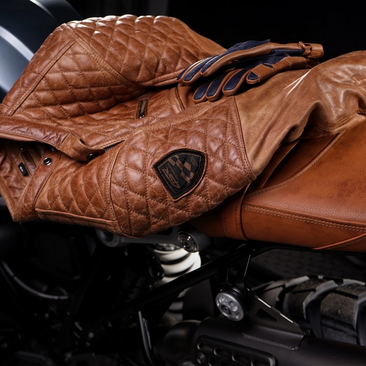 4SR lederen motorjas Scrambler Cognac