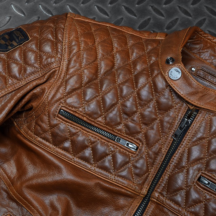 4SR lederen motorjas Scrambler Cognac