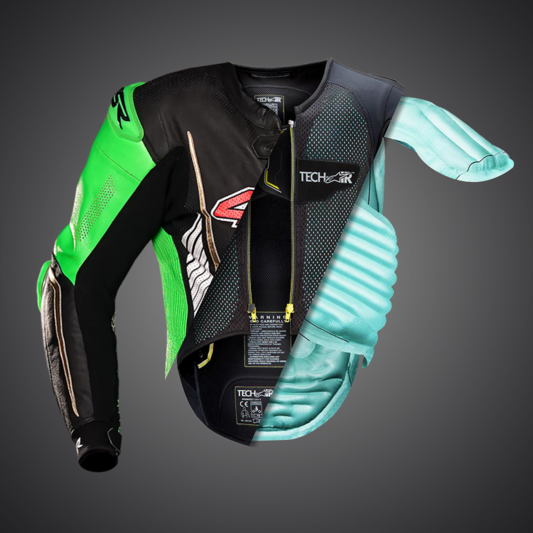 4SR Racing Monster Green AR Airbag Ready Lederen Motorpak 9