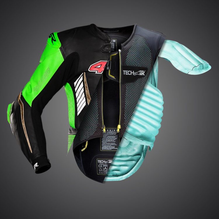 4SR RR Evo III Monster Green AR Airbag Ready Lederen Motorpak 9