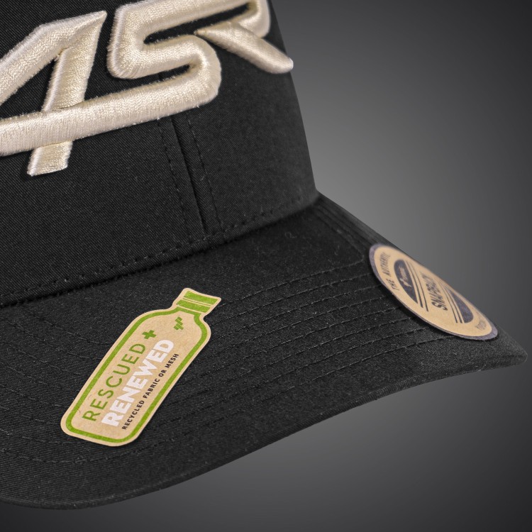 4SR Royal Black Snapback Cap met 3D-borduursel4