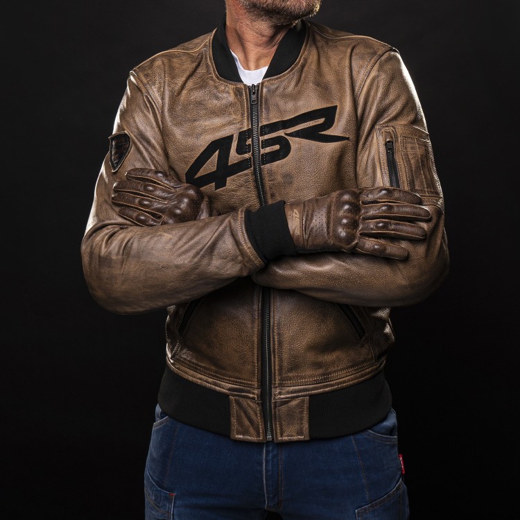 4SR Leren jas Bomber Jacket Brown Patina
