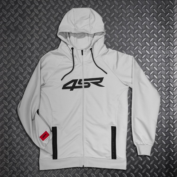 4SR Capuchon Hoodie Logo Zip Grey 4