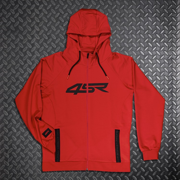 4SR Capuchon Hoodie Logo Zip Red 3