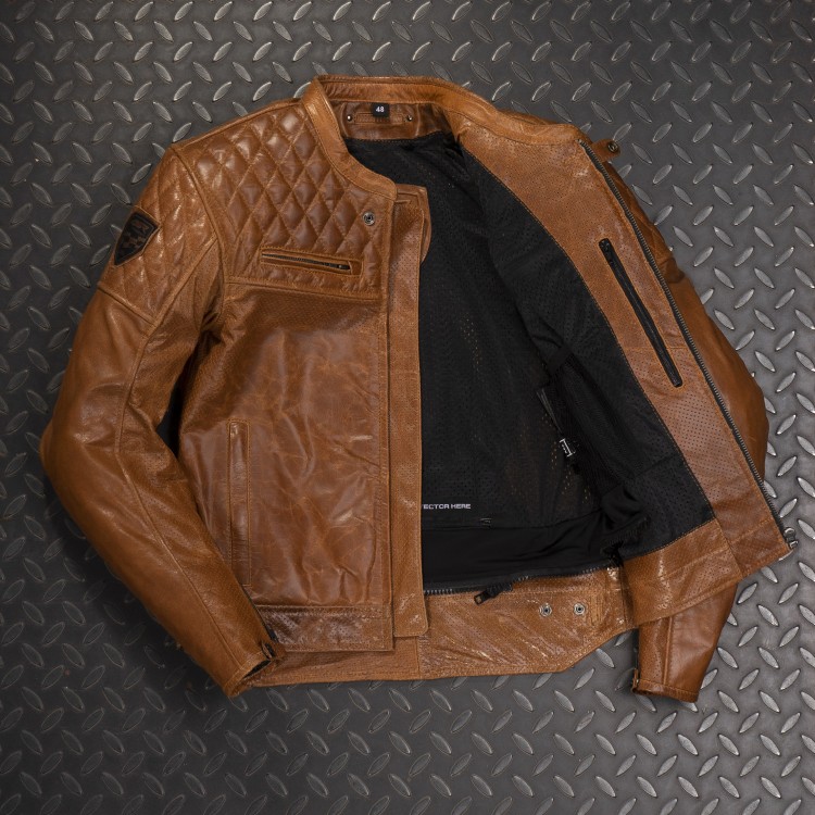 4SR Scrambler Cognac II: Luxe en veilige motorjas van premium buffelleer 4