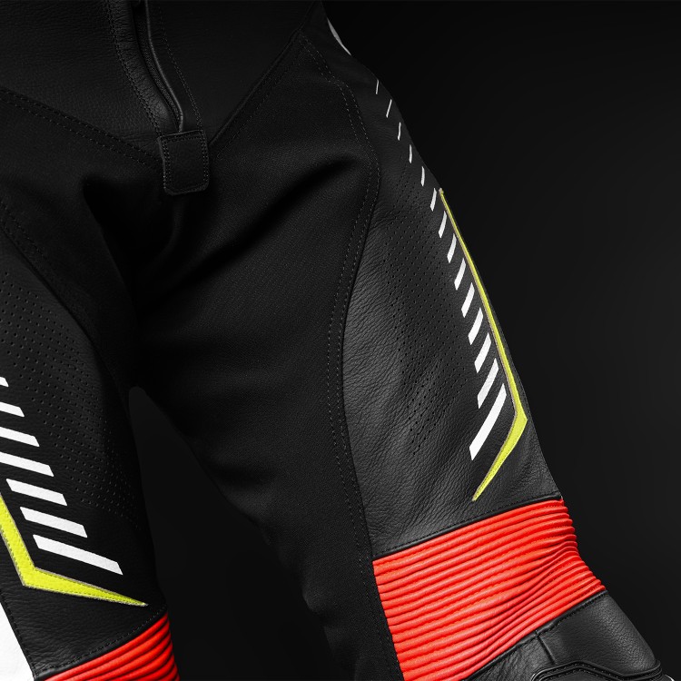 4SR leren motorbroek met sliders TR3 Evo Neon