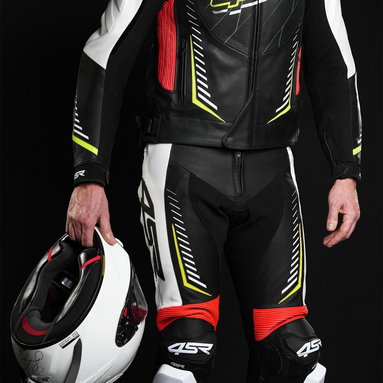 4SR leren motorbroek met sliders TR3 Evo Neon