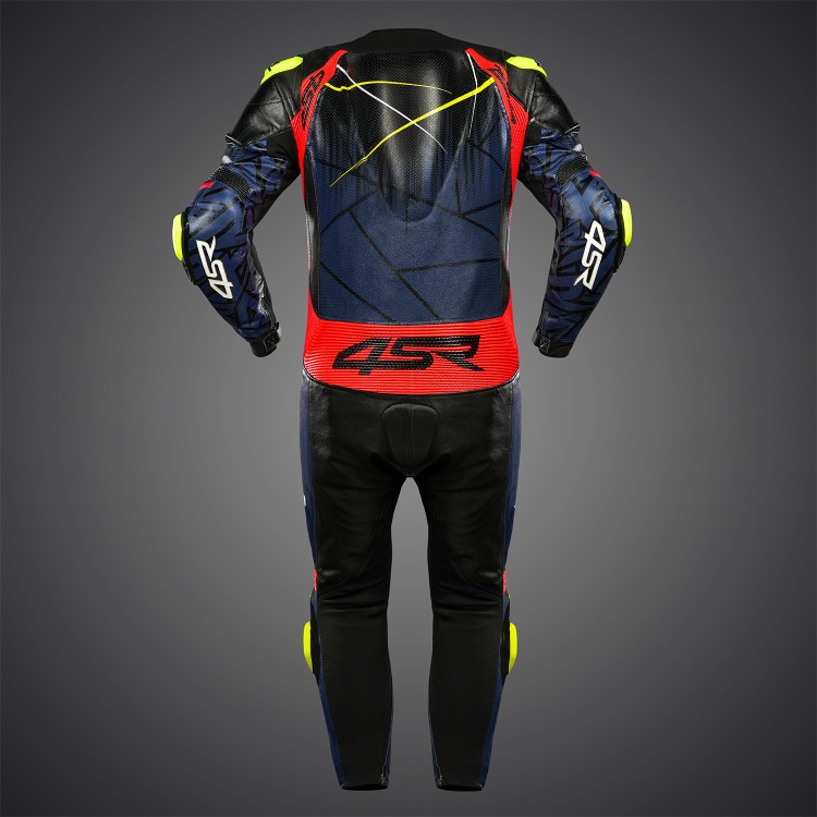 4SR eendelig motorpak van kangoeroeleer Racing Ultra Matrix Blue AR