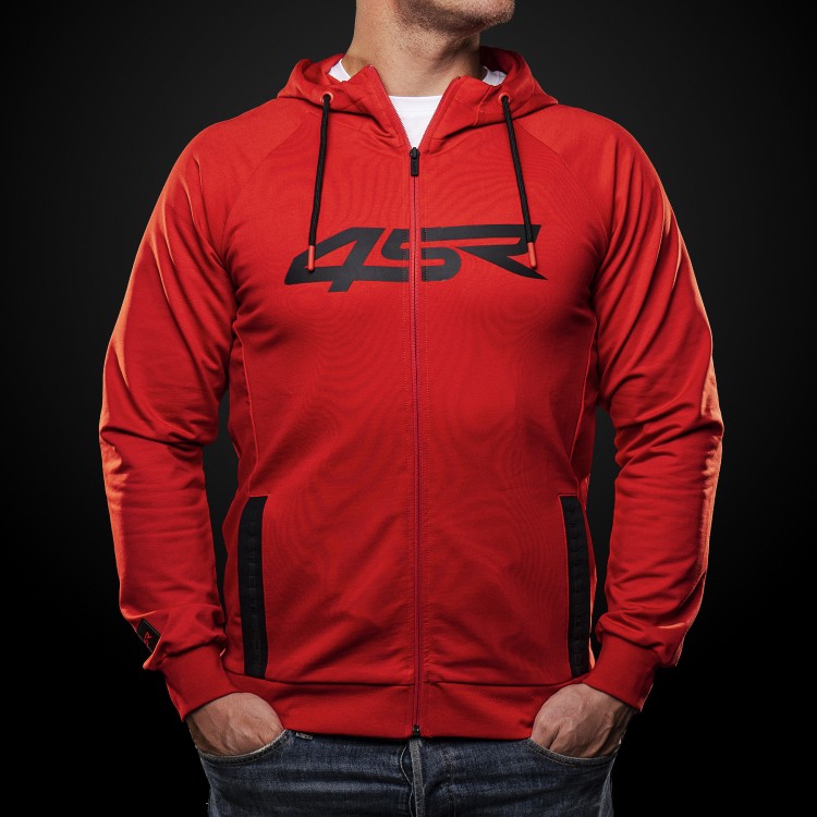 4SR Capuchon Hoodie Logo Zip Red 1