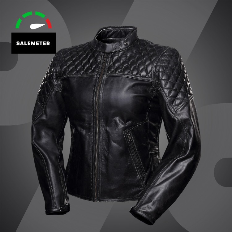 4SR dames leren motorjas Scrambler Lady Petroleum - korting