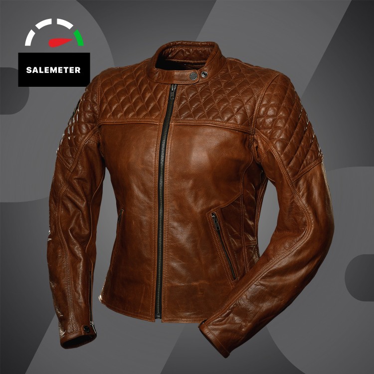 4SR dames leren motorjas Scrambler Lady Cognac