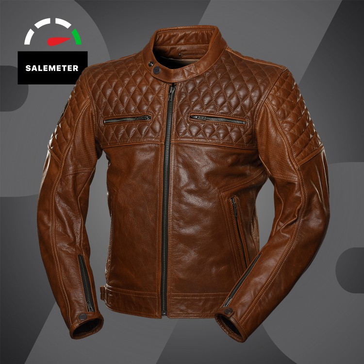 4SR lederen motorjas Scrambler Cognac