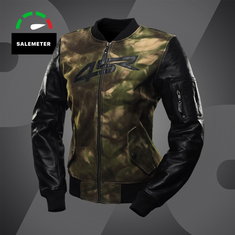 4SR dames leren motorjas Bomber Lady Camo