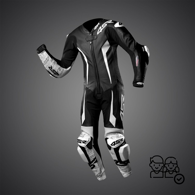 4SR eendelig kinderpak Racing Junior White AR