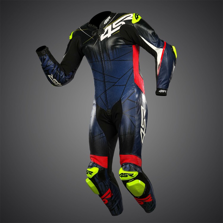 4SR eendelig motorpak van kangoeroeleer Racing Ultra Matrix Blue AR